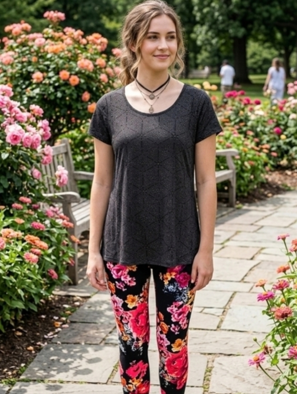 NWT 2Pc SET LuLaRoe S Art Deco Classic T Top, CP Lacy Floral Tween-OS 4 Leggings